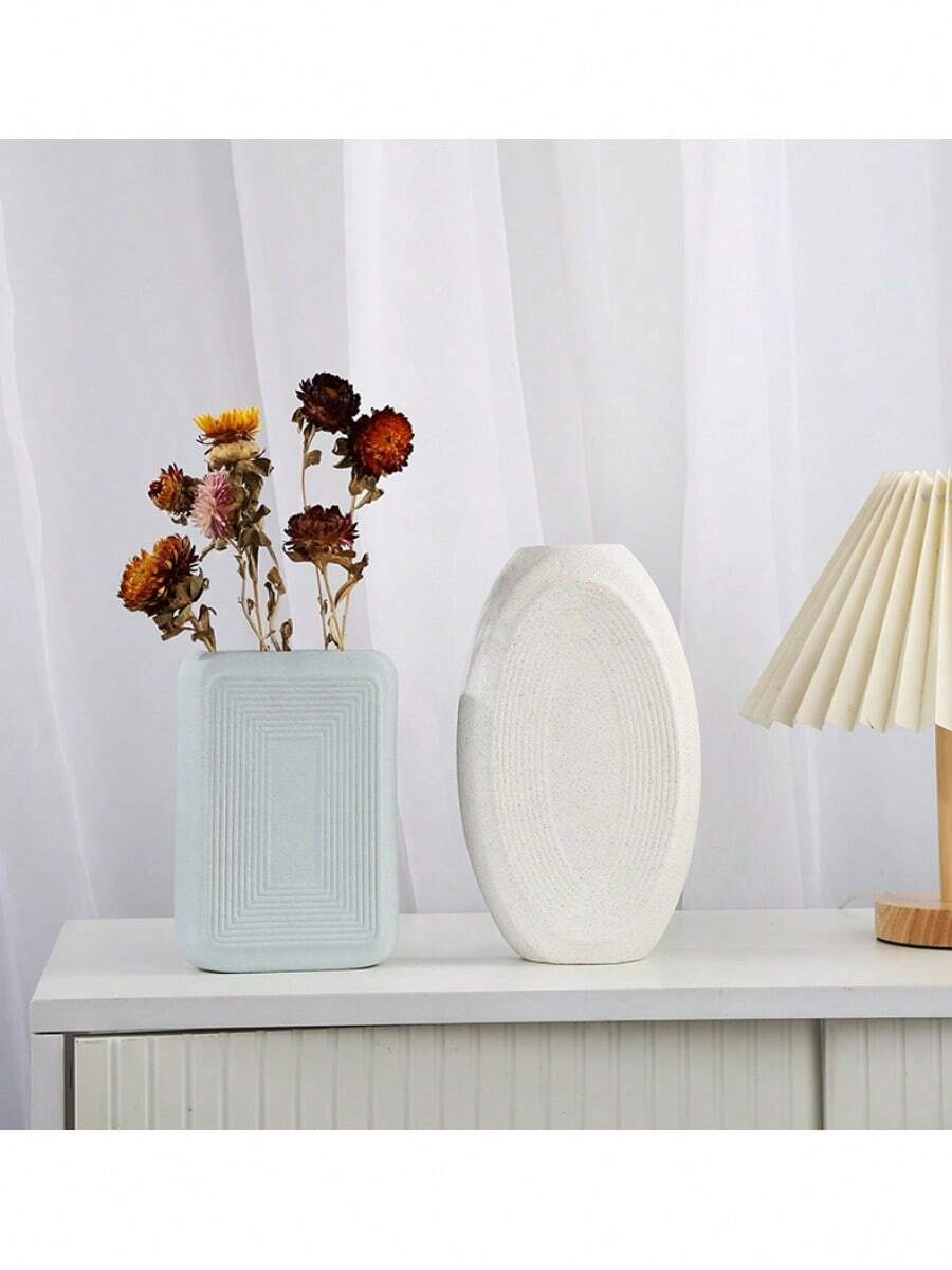 [AELLY] In Stock Simple Cream Matte Ceramic Vase, Nordic Decoration For