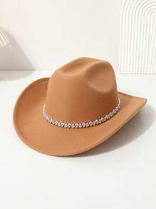 1 peça chapéu de cowgirl ocidental de cor sólida feminino, unissex colorido 3D geométrico casual mini chapéu para viagem, festa, chapéu de jazz para uso diário