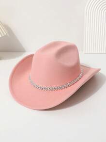 1 peça chapéu de cowgirl ocidental de cor sólida feminino, unissex colorido 3D geométrico casual mini chapéu para viagem, festa, chapéu de jazz para uso diário
