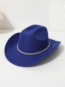 1 peça chapéu de cowgirl ocidental de cor sólida feminino, unissex colorido 3D geométrico casual mini chapéu para viagem, festa, chapéu de jazz para uso diário