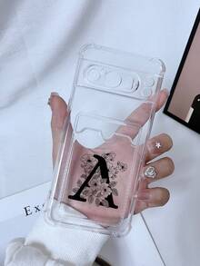 1 Ốp lưng điện thoại TPU trong suốt chống rơi góc có khe cắm thẻ, họa tiết chữ và hoa nhiều màu, tương thích với iPhone 15/15 Pro/15 Plus/15 Pro Max/16/16 Pro/16 Plus/16 Pro Max, Galaxy S23 Ultra/A14/A24, Redmi Note 12 Pro, Pixel 8/8 Pro - Nhiều màu - Xem 2