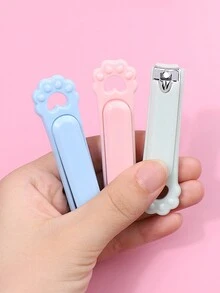 可爱卡通猫爪指甲钳，便携式平口指甲工具，糖果色女孩指甲钳 - 彩色 - 查看 3