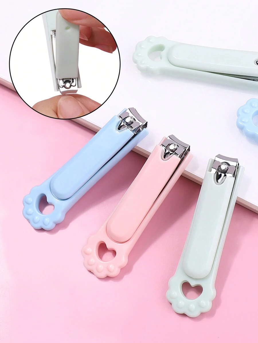 可爱卡通猫爪指甲钳，便携式平口指甲工具，糖果色女孩指甲钳 - 彩色 - 查看 1