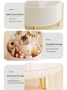 1 件 360° 旋转化妆品收纳盒，化妆品收纳架，隔层收纳，桌面收纳，分类容器，镀金饰面，可存放化妆工具、文具、刷子、办公用品，适用于假日海滩、浴室收纳、卧室收纳，大容量 - 彩色 - 查看 10