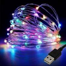 Đèn trang trí USB dây bạc nhiều màu sắc, thích hợp cho trang trí nhà ngày lễ - Nhiều màu - Xem 1