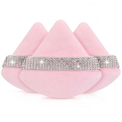 12/6/3 Pcs Luxury Diamond Makeup Sponges - Soft Double-Sided Velvet And Suede Texture, Triangle Makeup Sponges, Soft Air Cushion Sponges, Rhinestone Inlaid, Dry & Wet Use Foundation Makeup Blender, Suitable For Eye And Foundation Makeup, Gentle On Skin, Sparkling Rhinestone Gift, Cosmetics, Affordable Price, Room Decor, Vanity, Travel, Bedroom, Makeup Accessories, Makeup Sponges, Makeup Blenders, Makeup Sponges, Makeup Brushes, Affordable Price, Christmas Gift, Cosmetics, Makeup Tools, Cheap Goods, Gift, Women's Gift, Christmas Gift