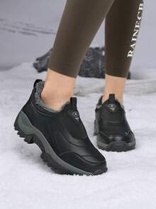 Women's Warm Waterproof Comfortable Non-Slip Casual Sneakers - Black - View 3