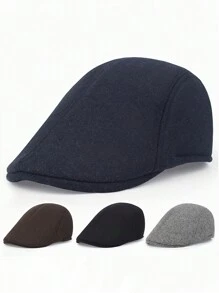 Tweed Hat Solid Color Beret Casual Vintage Forward Cap Sunshade Cap