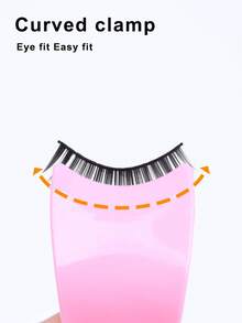 1pc Pink Plastic False Eyelash Applicator Tool, Eyelash Tweezers And Glue Brush - Multicolor - View 5