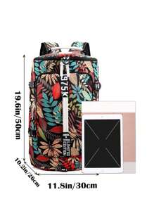 Large Capacity Multicolor Leaf Print Multi-Compartment Zipper Luggage Bag With Multiple Carrying Options: Handheld, Backpack, Crossbody; Suitable For Business, Travel, Vacation, And BoardingSchool Backpack,School Bag,Backpack For School,Back To School,Big Backpack,Large Capacity, Suitable For Teen Girls Women College Students, Perfect For Back To School,College,Middle School, High School,Outdoors, Travel, Outings - Multicolor - View 4