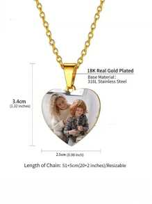 1 pieza Collar con colgante de corazón personalizado con foto, colgante de acero inoxidable con imagen, joyería de mujer como regalo, el mejor regalo para Acción de Gracias, Navidad. Plateado, con estilo, de moda de otoño, casual, sencillo, unisex, hipster, personalizado, único, regalo ideal para ella, regalo ideal para él, novia, madre, familia, amigos, hija, abuelos, para aniversarios, cumpleaños, uso diario, baile de graduación, Día de la Madre, San Valentín, graduación, bodas.