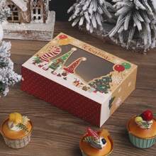 4 buc Cutii de ambalare pentru deserturi cu gogoși de Crăciun, Cutii transparente pentru deserturi cu brioșe/mousse cu fereastră Decorațiuni de Crăciun Pijamale de Crăciun Cadouri de Crăciun Decor de Crăciun - Multicolor - Vizualizare 6