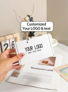20pcs Multi-Size White & Brown Customizable Printed Logo/Text Cardboard Boxes, Express Courier Packaging, Personal Brand Packaging, Waterproof, Seal, No-Iron, Engraved, Ornamental, Exquisite, Vintage, High-Quality, Adorable, Custom, Personalized, Unique, Ideal Gifts For Her, Boyfriend, Girlfriend, Dad, Mom, Family, Friends, Son, Daughter, For Anniversaries, For Valentine's Day, For Weddings