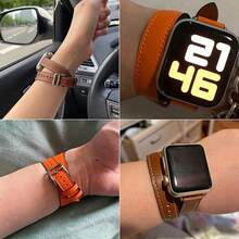 Double Tour Tương thích với Dây đeo Apple Watch 38mm 40mm 41mm 42mm 44mm 45mm 49mm Khóa kim loại Dây đeo bằng da PU có thể điều chỉnh Dây đeo thay thế tương thích với Apple Watch Ultra 2 Series 9 8 7 SE 6 5 4 3 2 1 - Bụi hồng - Xem 11