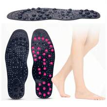 1 Pair Massage Insoles With 68pcs Transparent Blue & Black Magnetic Stones, Covering Whole Foot Acupressure Points, Soft PVC Material Suitable For All Shoes - Blue - View 2