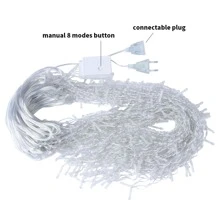 4m/6m/12m Luci a ghiacciolo a LED, luci a tenda da fata, ghirlanda natalizia, adatte per matrimoni, feste all'aperto, casa, strada, decorazioni per Capodanno e Pasqua