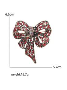 Rhinestone Bow Brooch For Women Dress Coat Pin Christmas New Year Gift