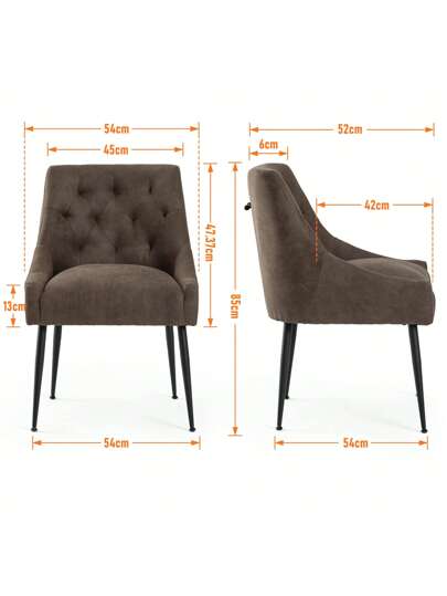 Set Of Dining Chairs Metal Feet, Moderne Kitchen Backrest, Dining/Living Room Lounge view 2