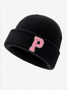 1pc 字母儿童针织帽，时尚百搭，柔软温暖，适合男孩女孩秋冬日常户外搭配。 - 黑色 - 查看 28