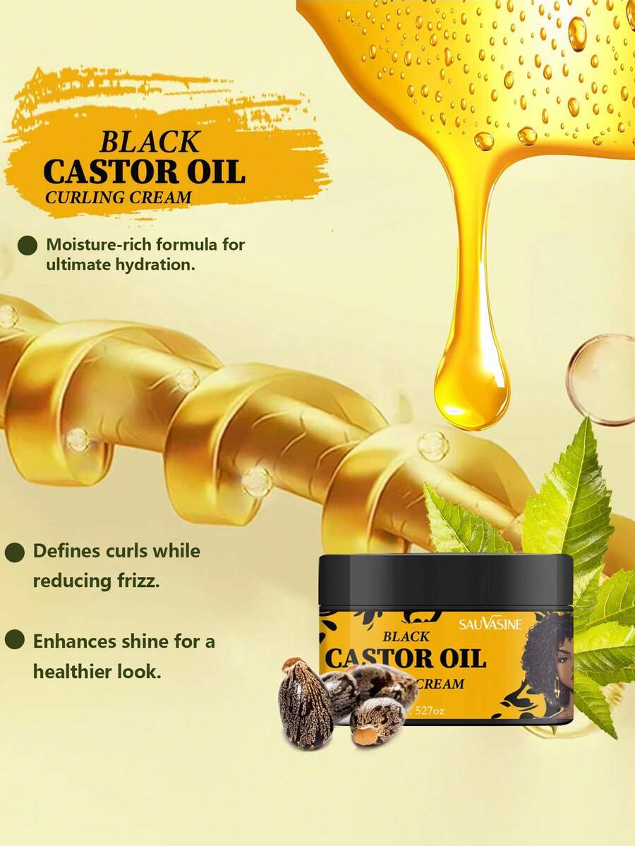 LANTHOME Black Castor Oil Curl Cream Define, Hydrate And Amplify Your