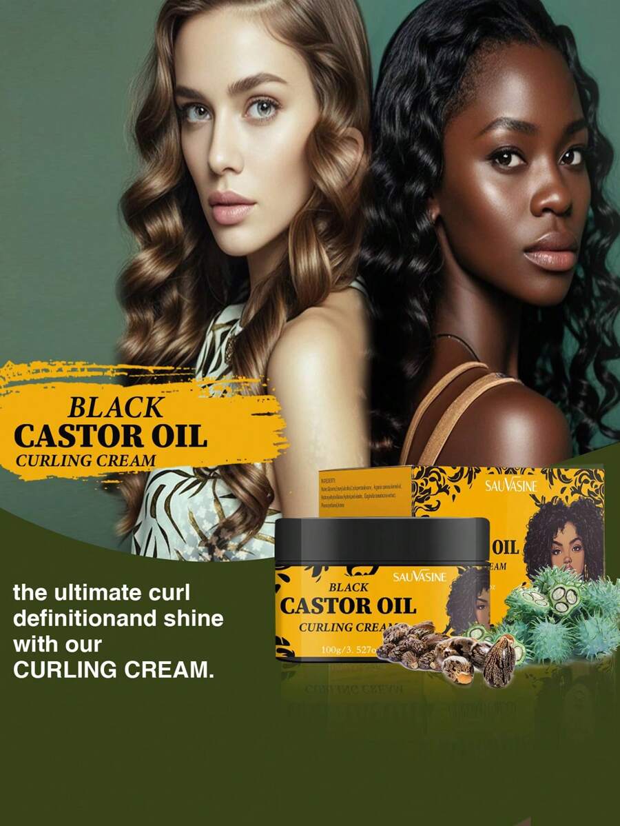 LANTHOME Black Castor Oil Curl Cream Define, Hydrate And Amplify Your