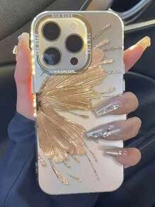 Apple 2000s Fashion Y2k Silver/ Gold Plated Butterfly Phone Case Compatible With IPhone 15/14/13/12