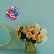 1 件花卉圆形钻石画牌匾，马赛克艺术，半成品钻石画手工套件，花园/门装饰，初学者 DIY 选择，数字填充 - 彩色 - 查看 5