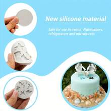 1 Khuôn silicon fondant chủ đề đại dương - Dụng cụ làm bánh thủ công DIY dành cho sô cô la, kẹo, đất sét polyme, đồ trang trí thạch cao có hình rong biển, cá biển, cua, san hô, vỏ ốc xà cừ - Xám - Xem 7