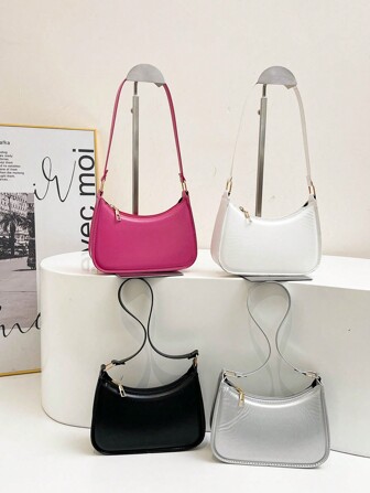 1 件纯色 PU 皮革单肩包，适合日常通勤和旅行