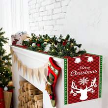 Mantel navideño, decoración estacional de invierno con renos y copos de nieve para la mesa de la cocina o comedor en el hogar y fiestas - Multicolor - Ver 5