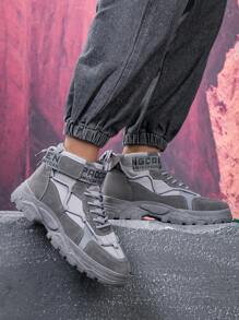 2024 Primavera e Outono Novas Botas de Trabalho de Cano Alto, Estilo Coreano Versátil Durável Confortável Tênis Casuais, Sapatos Elevados Respiráveis