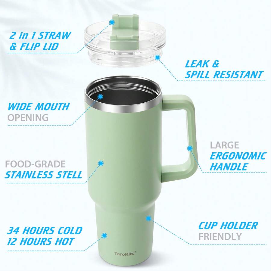 40 Oz Tumbler With Handle Stainless Steel Insulated Insulated Travel