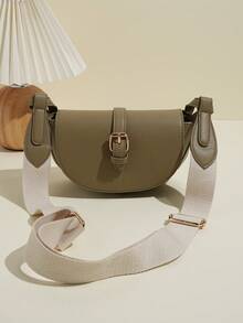 1 Túi đeo chéo màu trơn cổ điển, đơn giản, có quai rộng, đa năng, và túi đeo vai thời trang dành cho thanh thiếu niên - Cái túi - Xem 4