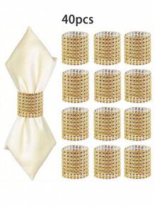 40/20/10 件闪闪发光的水钻餐巾环 - 餐桌的优质圣诞装饰点缀，非常适合为任何特殊场合增添光彩，如家庭装饰、结婚纪念日、房间装饰和餐桌装饰、万圣节、感恩节和圣诞节，送给朋友和邻居的礼物 - 彩色 - 查看 13