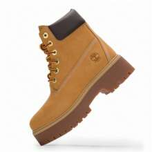 Timberland 户外高帮靴，女士厚底马丁靴，舒适休闲鞋，撞色鞋带+厚橡胶鞋底，徒步/工作靴 - 譚 - 查看 9