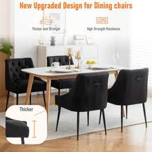 Set Of 6 Dining Chairs With Metal Feet, Modern Kitchen Chairs With Backrest, Dining/Living Room Lounge Chairs - Black - View 3