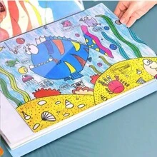 1 pieza Álbum de almacenamiento de pintura de diamantes, libro de almacenamiento de dibujos con bolsillos transparentes duraderos y 40 páginas, carpeta de archivos para estudiante, papelería, certificados y herramienta de exhibición de documentos - Multicolor - Ver 4