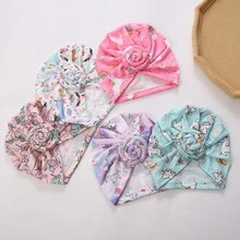 Mũ Turban mềm in hình kỳ lân mới cho trẻ sơ sinh, mũ trùm đầu bện kẹo mút dễ thương - Nhiều màu - Xem 2