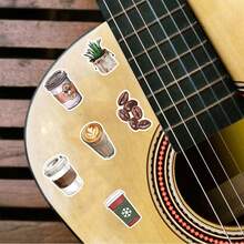 54 张/包可爱咖啡主题卡通贴纸，适用于剪贴簿、封口、文具、信封、吉他、乐器、圣诞节、青少年派对和奖励的美学标签 - 黑色 - 查看 7