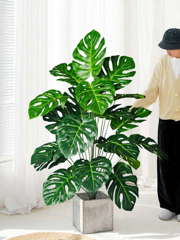 Árbol artificial de Monstera grande de 70-100 cm, plantas artificiales de hojas de palma de plástico con hojas de tortuga tropicales para decoración del hogar, jardín, oficina, fiesta, boda, San Valentín, regalo