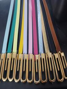 CasualPU Geometric Buckle Belt - Màu xanh lam - Xem 2