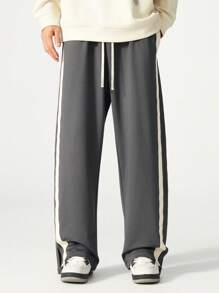 Plus Size Men Loose Straight Leg Casual Pants, Fashion Brand, New Autumn Style, Fall - Dark Grey - View 3