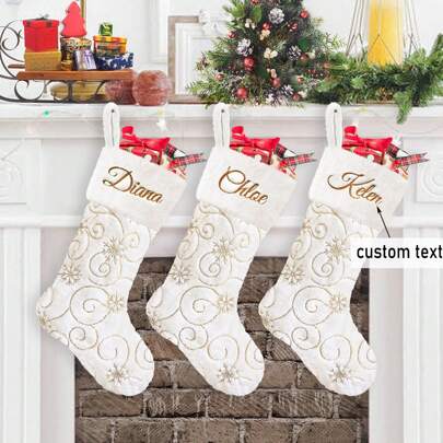 Personalized Christmas Stockings - White Fluffy Custom Christmas Stockings With Name Monogram Embroidered Christmas Stockings Large Plush Stockings Perfect For Holiday Fireplace Decorations, Multi-Functional, Ornamental, Reusable, Exquisite, Stylish, High-Quality, Unique, Ideal Gifts For Her, Boyfriend, Dad, Girlfriend, Mom, Family, Friends, Tea Room, Home, Garden, Office, For Anniversaries, For Valentine's Day, For Mother's Day, For Birthdays, For Father's Day, For Graduation, For Weddings, For Housewarming, Chic Design