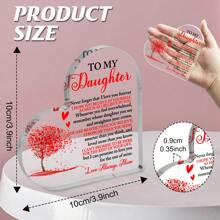 1 pieza Placa de acrílico con forma de corazón, regalo de graduación para hija, adecuado para cumpleaños, Acción de Gracias, graduación, día conmemorativo, oficina, estilo sencillo