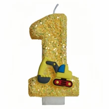 1pc Yellow Excavator Digital Candle Gold Creative Birthday Candle Is The Best Birthday Gift For Young Men's Birthday Party Every Day - Excavator - View 9