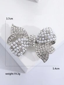 Rhinestone Bow Brooch For Women Dress Coat Pin Christmas New Year Gift