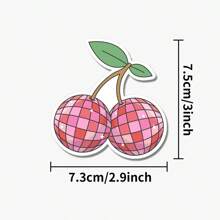 1/2/5pcs Cherry Disco Ball Stickers / Retro Groovy Dance Party Cherries / Pink Aesthetic Stickers / Fruit Waterproof Vinyl Stickers / Funky Art, Perfect For Car Lovers - Funny And Sarcastic Meme Sticker - Ideal For Laptops, Water Bottles, And Cars - High-Quality Design - Great For Adding Humor To Your Belongings - Multicolor - View 3