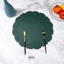 4 件/6 件/8 件/12 件加厚复古花卉皮革餐垫，可洗圆形隔热杯垫，适用于餐厅、家居、派对、节日装饰