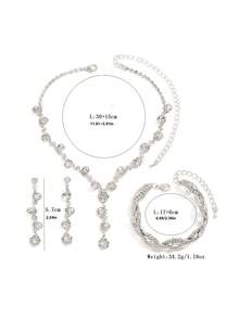 1 Đôi Hoa Tai + 1 Dây Chuyền + 1 Vòng Tay/ 1 Đôi Hoa Tai + 1 Dây Chuyền Bộ Trang Sức Sang Trọng Đính Đá Rhinestone Lấp Lánh Trang Sức Đính Hôn/ Cưới - bộ trang sức - Xem 10