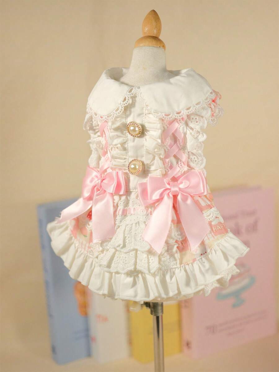 1 quần áo thời trang cho thú cưng - Quần áo cho chó/mèo vải dày thoải mái mùa thu/đông - Xanh dương - Hồng - Hồng - Xem 1